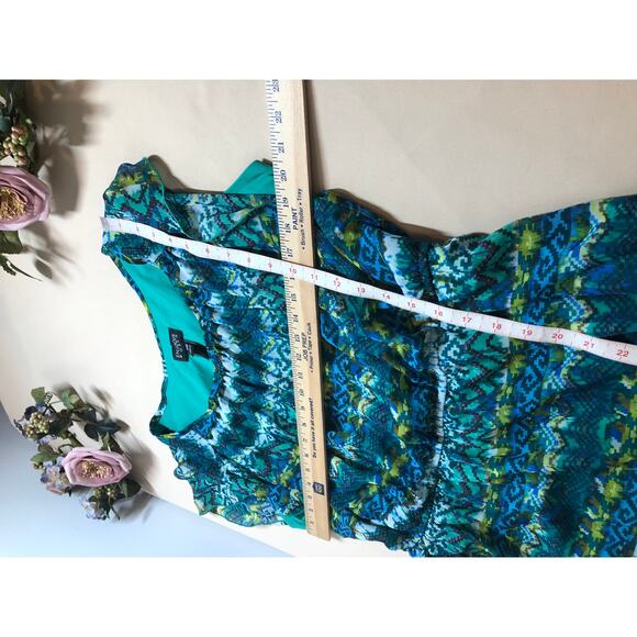 En Focus Dress Womens Plus Size 20W Multicolor Short Sleeve Elastic Waist Boho - Picture 7 of 9